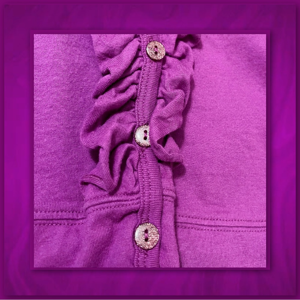 3/$18 - Basic Editions Ruffle Front Button Down V-Neck Top - Picture 4 of 4